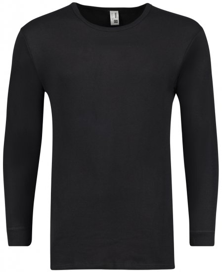Adamo Royal Fine Ribbed Long sleeve Under-T-shirt Black - Herrenunterwäsche & bademode - Herrenunterwäsche & Bademode in großen Größen