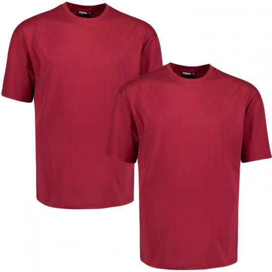 Adamo Marlon Comfort fit 2-pack T-shirt Burgundy - Herren-T-Shirts - Herren-T-Shirts in großen Größen