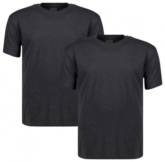 Adamo 129420 T-Shirt 2er-Pack Dunkelgrau meliert - Herren-T-Shirts - Herren-T-Shirts in großen Größen