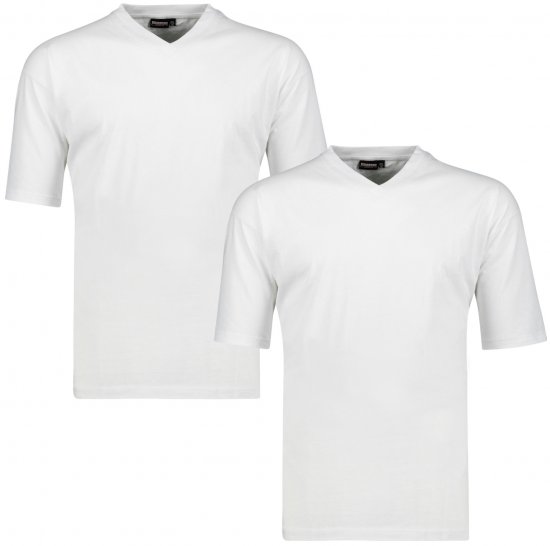 Adamo Maverick Comfort fit 2-pack V-neck T-shirt White - Herren-T-Shirts - Herren-T-Shirts in großen Größen