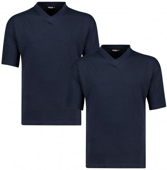 Adamo Maverick Comfort fit 2-pack V-neck T-shirt Navy - Herren-T-Shirts - Herren-T-Shirts in großen Größen