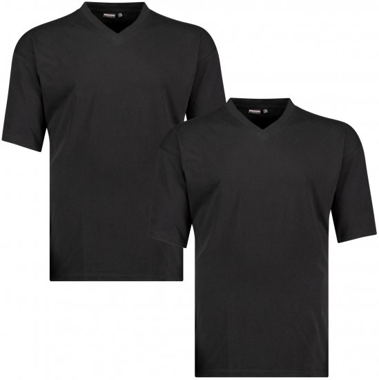 Adamo Maverick Comfort fit 2-pack V-neck T-shirt Black - Herren-T-Shirts - Herren-T-Shirts in großen Größen