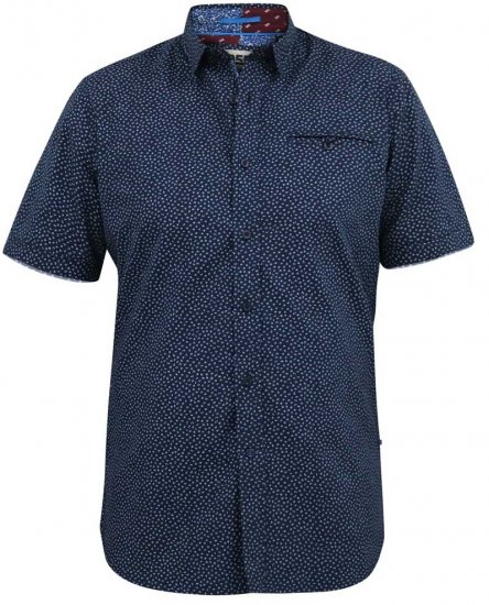 D555 BRODY S/S Micro AO Print Shirt Navy - Herrenhemden - Herrenhemden in großen Größen