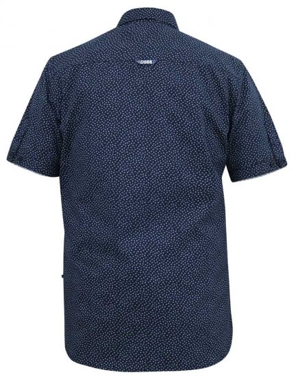 D555 BRODY S/S Micro AO Print Shirt Navy - Herrenhemden - Herrenhemden in großen Größen