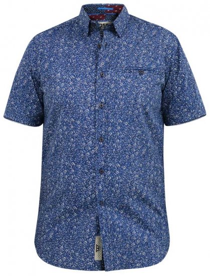 D555 KYLE S/S Micro AO Print Shirt Blue - Herrenhemden in großen Größen - Herrenhemden in großen Größen
