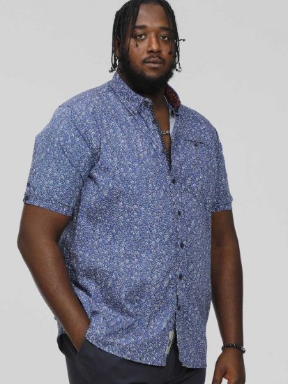 D555 KYLE S/S Micro AO Print Shirt Blue - Herrenhemden - Herrenhemden in großen Größen