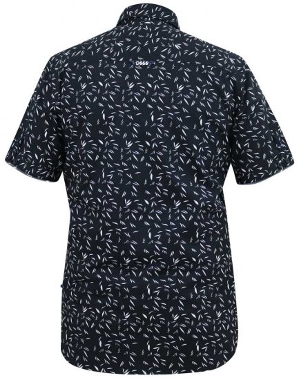 D555 BEAU S/S AO Leaf Print Shirt Navy - Herrenhemden - Herrenhemden in großen Größen