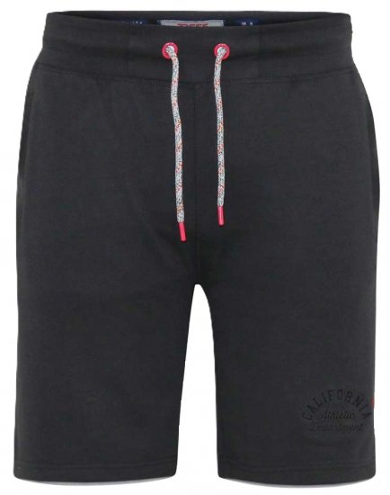 D555 STEFAN1 Elasticated Waist Loop Back Shorts Black - Jogginghosen für herren - Jogginghosen für Herren in großen Größen