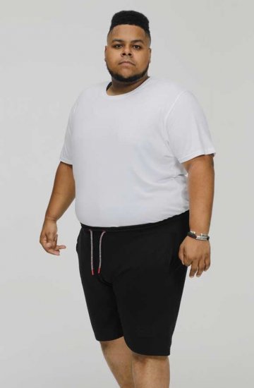 D555 STEFAN1 Elasticated Waist Loop Back Shorts Black - Jogginghosen für herren - Jogginghosen für Herren in großen Größen