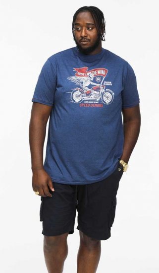 D555 BRADFORD Skeleton Biker Printed T-Shirt Navy - Herren-T-Shirts - Herren-T-Shirts in großen Größen