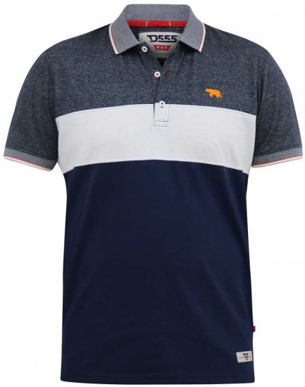 D555 EMERSON Cut And Sew Polo With Jacquard Collar Navy - Polo-shirts für herren - Polo-Shirts für Herren in großen Größen