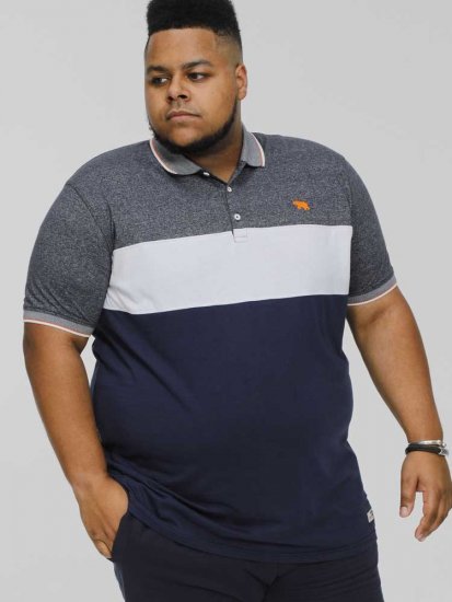 D555 EMERSON Cut And Sew Polo With Jacquard Collar Navy - Polo-shirts für herren - Polo-Shirts für Herren in großen Größen