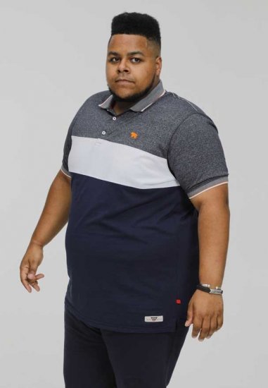 D555 EMERSON Cut And Sew Polo With Jacquard Collar Navy - Polo-shirts für herren - Polo-Shirts für Herren in großen Größen