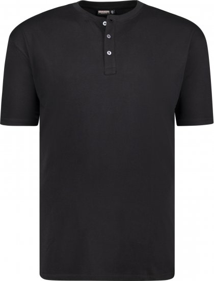 Adamo Silas Regular fit Serafino T-shirt Black - Herren-T-Shirts - Herren-T-Shirts in großen Größen