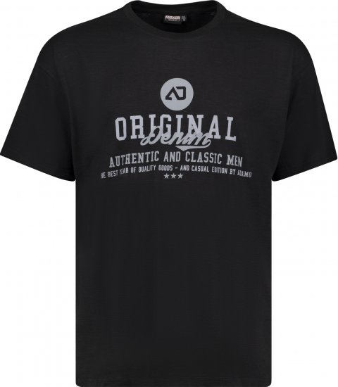 Adamo Sandro Regular fit Slub effect T-shirt Black - Herren-T-Shirts - Herren-T-Shirts in großen Größen