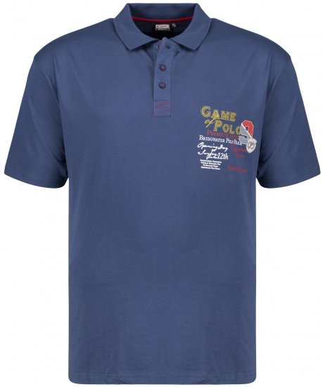 Adamo Perth Printed Polo Shirt Denim Blue - Polo-shirts für herren - Polo-Shirts für Herren in großen Größen