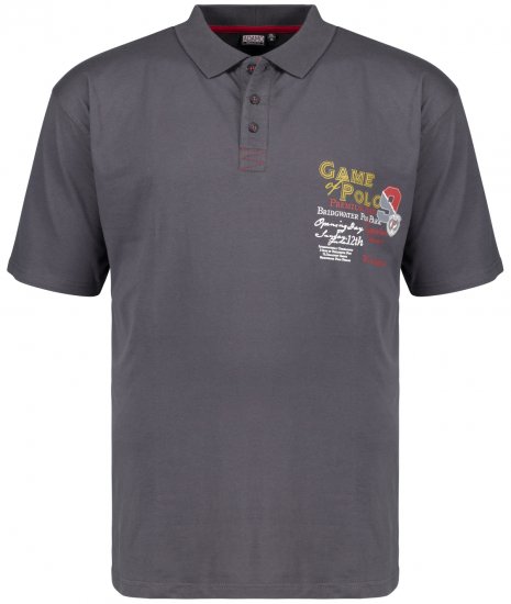 Adamo Perth Printed Polo Shirt Charcoal - Polo-shirts für herren - Polo-Shirts für Herren in großen Größen