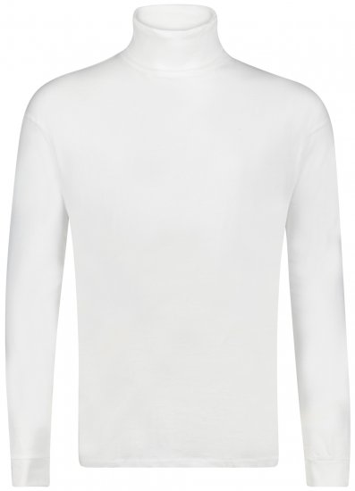 Adamo Fabio Comfort fit Turtleneck Long sleeve T-shirt White - Herren-T-Shirts in großen Größen - Herren-T-Shirts in großen Größen