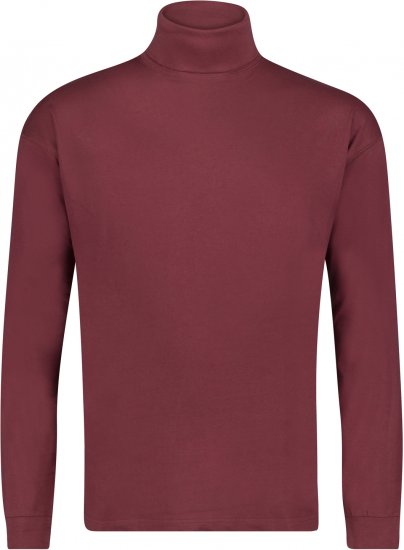 Adamo Fabio Comfort fit Turtleneck Long sleeve T-shirt Burgundy - Herren-T-Shirts - Herren-T-Shirts in großen Größen