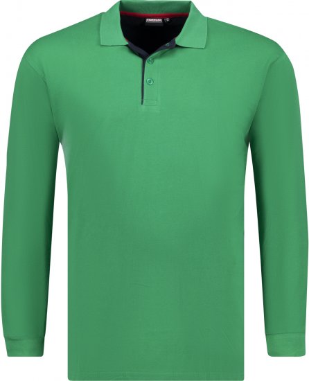 Adamo Peter Comfort fit Long sleeve Polo Green - Polo-shirts für herren - Polo-Shirts für Herren in großen Größen