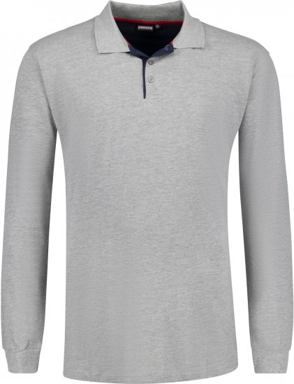 Adamo Peter Comfort fit Long sleeve Polo Grey - Polo-shirts für herren - Polo-Shirts für Herren in großen Größen