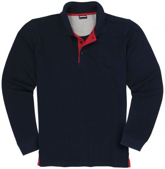 Adamo Peter Comfort fit Long sleeve Polo Navy - Polo-shirts für herren - Polo-Shirts für Herren in großen Größen