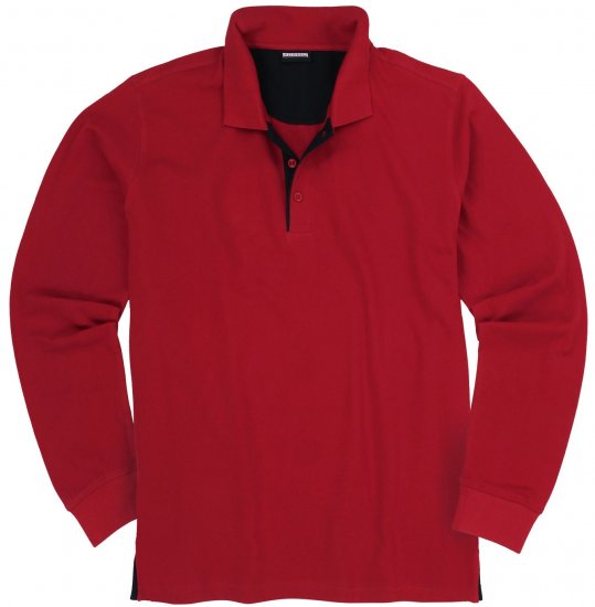 Adamo Peter Comfort fit Long sleeve Polo Red - Polo-shirts für herren - Polo-Shirts für Herren in großen Größen