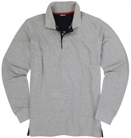 Adamo Peter Comfort fit Long sleeve Polo Grey - Polo-shirts für herren - Polo-Shirts für Herren in großen Größen