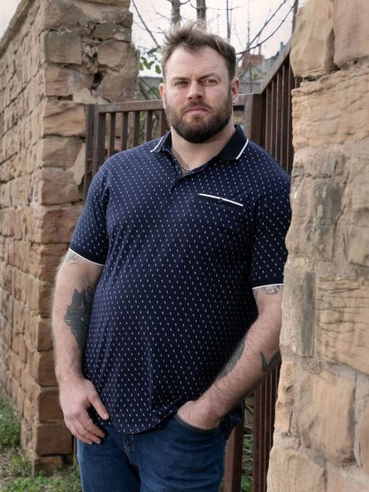 D555 Reid AOP Polo With Jacquard Collar, Pocket And Cuffs Navyblau - Polo-shirts für herren - Polo-Shirts für Herren in großen Größen