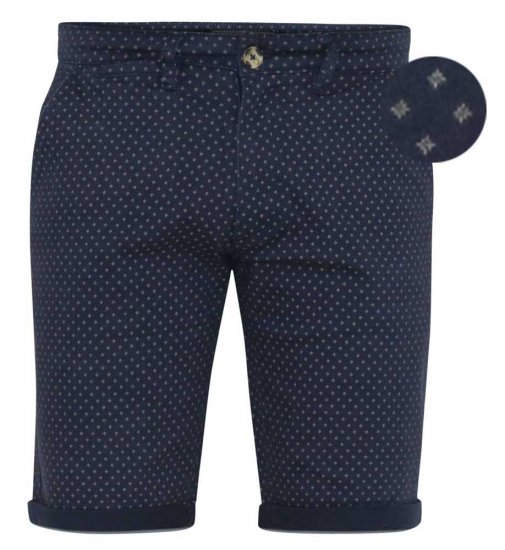 D555 DUDLEY AO Printed Stretch Chino Shorts Navy - Herrenshorts - Herrenshorts in großen Größen