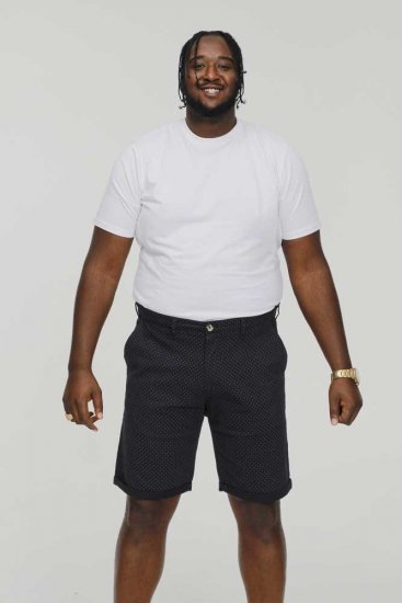 D555 DUDLEY AO Printed Stretch Chino Shorts Navy - Herrenshorts - Herrenshorts in großen Größen