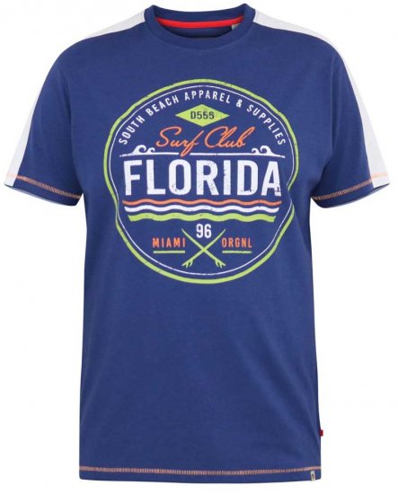 D555 CADMAN Florida Surf Club Printed Crew Neck T-Shirt - Herren-T-Shirts - Herren-T-Shirts in großen Größen