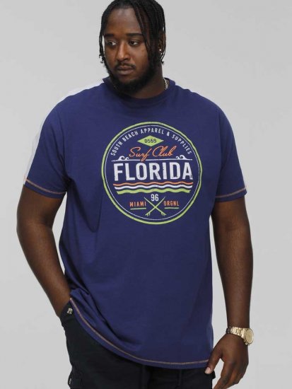 D555 CADMAN Florida Surf Club Printed Crew Neck T-Shirt - Herren-T-Shirts - Herren-T-Shirts in großen Größen