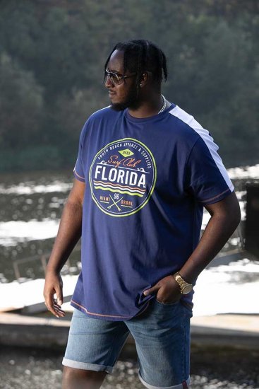 D555 CADMAN Florida Surf Club Printed Crew Neck T-Shirt - Herren-T-Shirts - Herren-T-Shirts in großen Größen