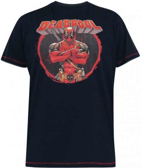 D555 WADE Official Deadpool Printed T-Shirt Dark Navy - Herren-T-Shirts - Herren-T-Shirts in großen Größen