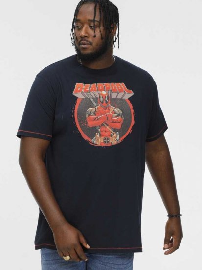 D555 WADE Official Deadpool Printed T-Shirt Dark Navy - Herren-T-Shirts - Herren-T-Shirts in großen Größen