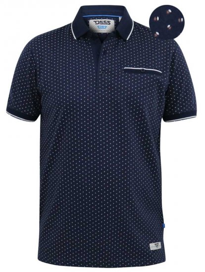 D555 DARWIN AO Printed Polo Shirt Navy - Polo-shirts für herren - Polo-Shirts für Herren in großen Größen
