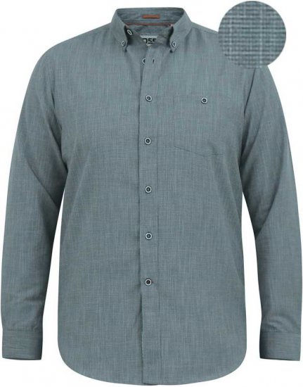 D555 RADCLIFFE Cross Hatch Soft Touch Slub Long Sleeve Shirt With Chest Patch Pocket Charcoal - Herrenhemden - Herrenhemden in großen Größen