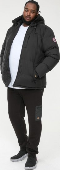 D555 DOMENIC Quilted Puffer Jacket With Half Micro Fleece Lining And Hood Black - Herren jacken - Herren Jacken in großen Größen