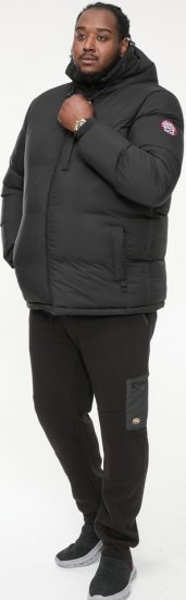 D555 DOMENIC Quilted Puffer Jacket With Half Micro Fleece Lining And Hood Black - Herren jacken - Herren Jacken in großen Größen