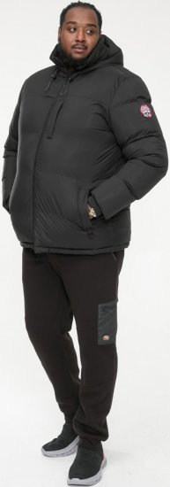 D555 DOMENIC Quilted Puffer Jacket With Half Micro Fleece Lining And Hood Black - Herren jacken - Herren Jacken in großen Größen