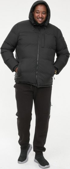 D555 DOMENIC Quilted Puffer Jacket With Half Micro Fleece Lining And Hood Black - Herren jacken - Herren Jacken in großen Größen