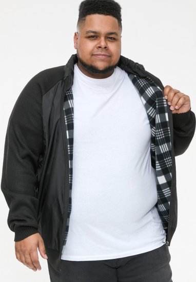 D555 MARSDEN Hybrid Knitted Jacket With Bonded Fleece Lining Black - Herren jacken - Herren Jacken in großen Größen