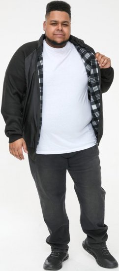 D555 MARSDEN Hybrid Knitted Jacket With Bonded Fleece Lining Black - Herren jacken - Herren Jacken in großen Größen