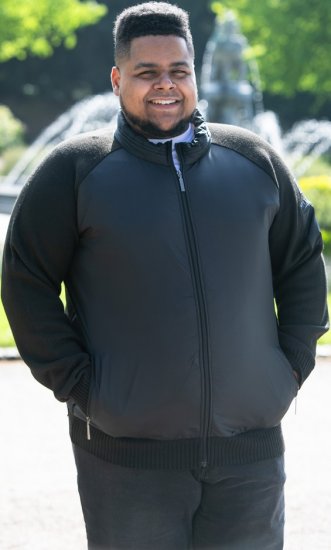 D555 MARSDEN Hybrid Knitted Jacket With Bonded Fleece Lining Black - Herren jacken - Herren Jacken in großen Größen