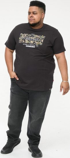 D555 EDWALTON NYCTY Camo Printed Crew Neck T-Shirt Washed Black - Herren-T-Shirts - Herren-T-Shirts in großen Größen