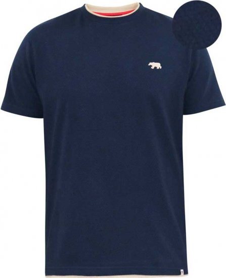 D555 SANDFORD Double Layer On Neck Ribs And Hem Waffle Textured T-Shirt Navy - Herren-T-Shirts - Herren-T-Shirts in großen Größen