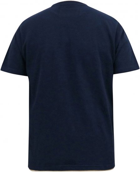 D555 SANDFORD Double Layer On Neck Ribs And Hem Waffle Textured T-Shirt Navy - Herren-T-Shirts - Herren-T-Shirts in großen Größen