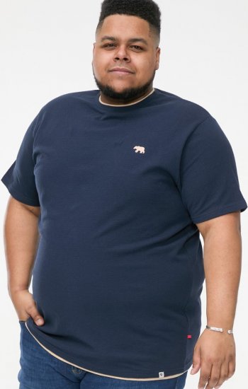 D555 SANDFORD Double Layer On Neck Ribs And Hem Waffle Textured T-Shirt Navy - Herren-T-Shirts - Herren-T-Shirts in großen Größen