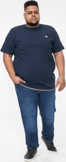 D555 SANDFORD Double Layer On Neck Ribs And Hem Waffle Textured T-Shirt Navy - Herren-T-Shirts - Herren-T-Shirts in großen Größen
